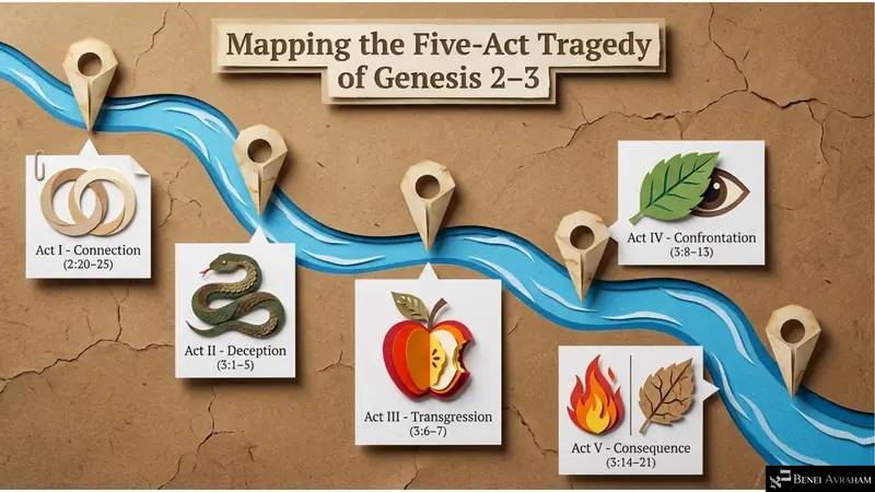 Mapping the five-act tragedy of Genesis 2–3