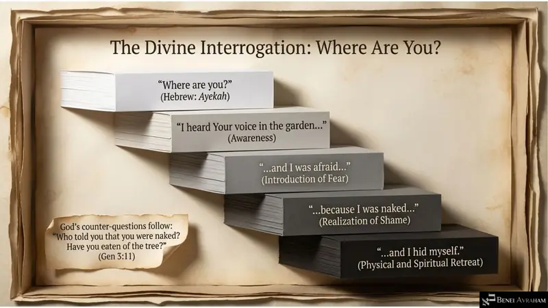 The divine interrogation: Where are you? (Genesis 3:9–11)
