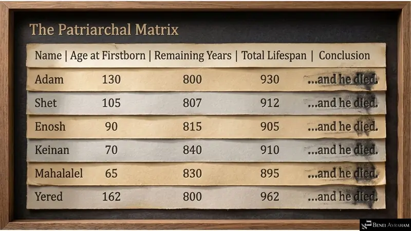 The patriarchal matrix: Adam to Yered, ages and lifespans