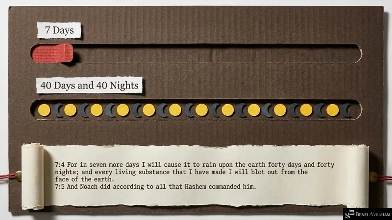 Seven days, then forty days and forty nights of rain (Genesis 7:4–5)
