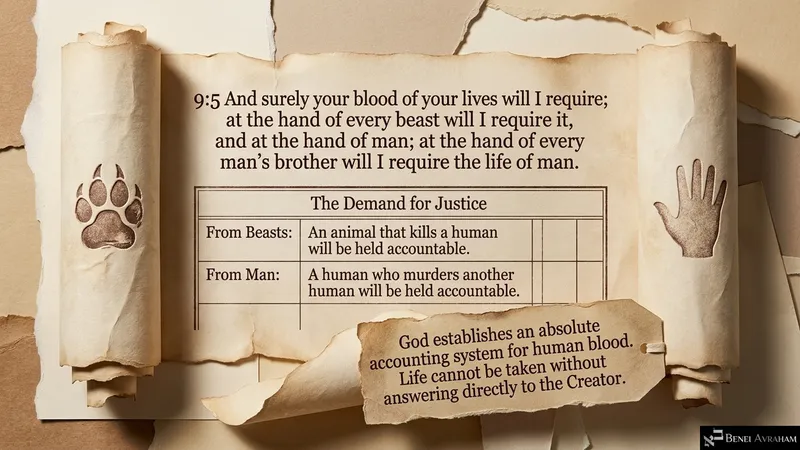 Hashem will require the blood of human life from beast and from man (Genesis 9:5)