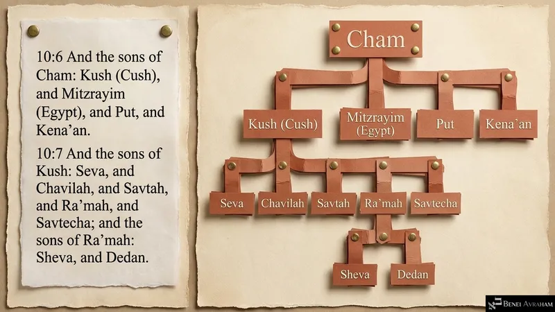 The sons of Cham and of Kush (Genesis 10:6–7)