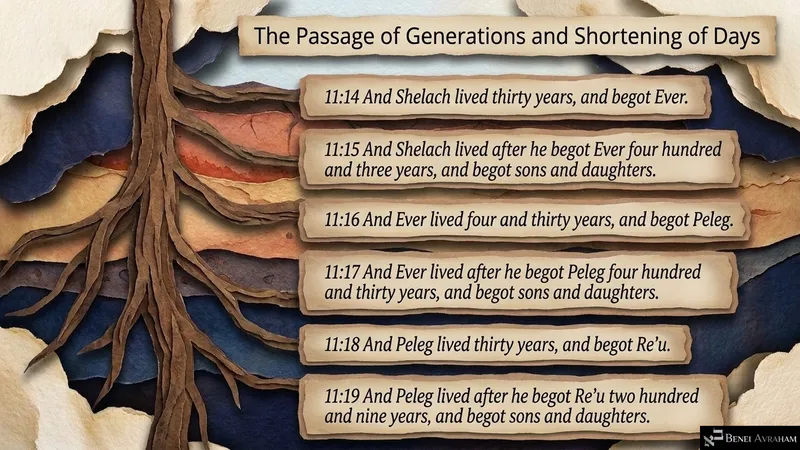 The passage of generations and the shortening of days: Shelach, Ever and Peleg (Genesis 11:14–19)