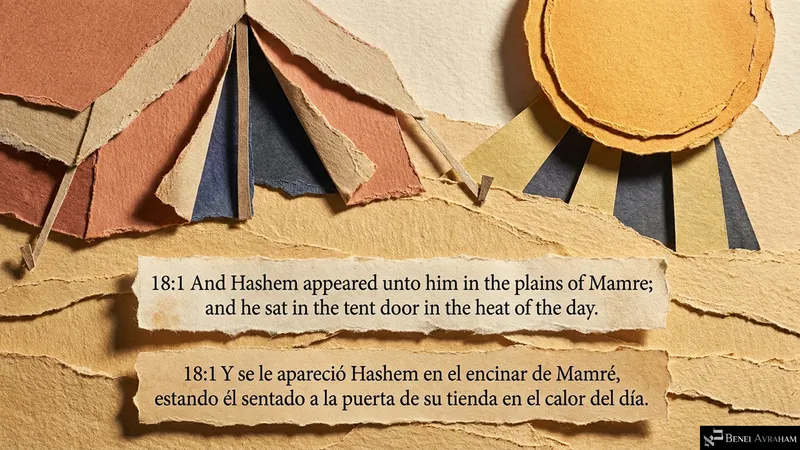 “Hashem appeared unto him in the plains of Mamre”: Avraham’s tent under the blazing midday sun (Genesis 18:1).
