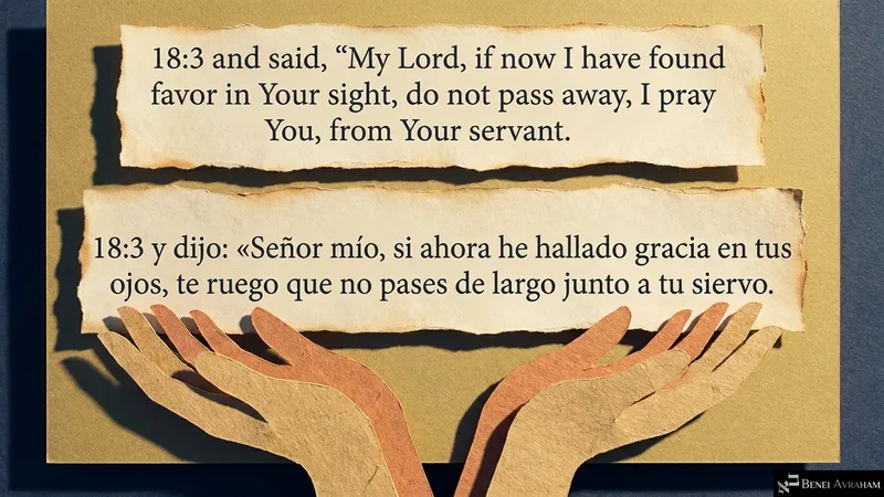 “Do not pass away, I pray You, from Your servant”: open hands offer Avraham’s welcome (Genesis 18:3).