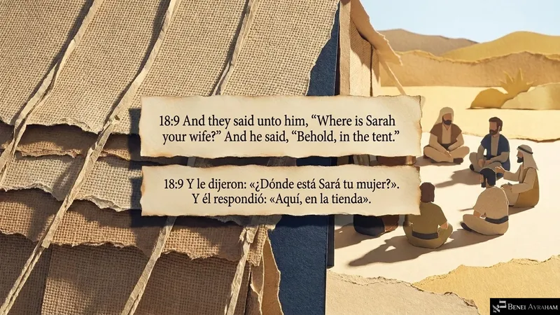 “Where is Sarah your wife?” The guests sit beside the tent, and Avraham answers, “Behold, in the tent” (Genesis 18:9).