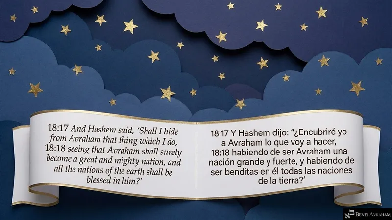 Under a starry sky Hashem asks, “Shall I hide from Avraham that thing which I do?” (Genesis 18:17–18).