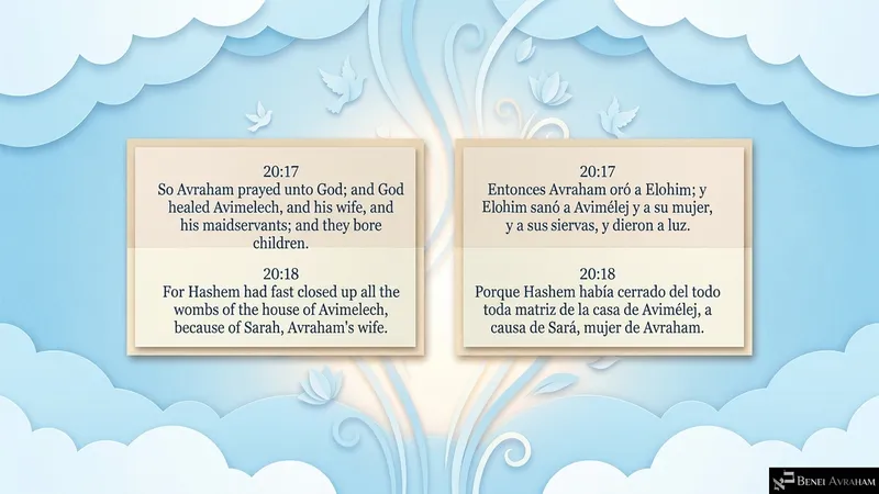 Doves and clouds: Avraham prays, and Avimelech’s household is healed after Hashem had closed its wombs (Genesis 20:17–18).