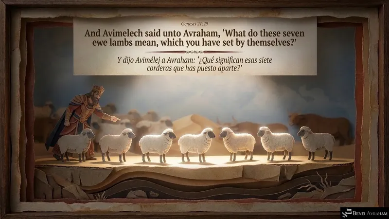 Avimelech points to the seven ewe lambs and asks what they mean (Genesis 21:29).