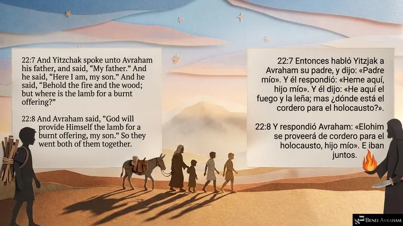 “Where is the lamb?” Yitzḥak asks, carrying the wood; “God will provide Himself the lamb,” Avraham answers (Genesis 22:7–8).